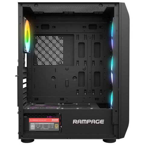 RAMPAGE 650W 80+ HOLLOW RGB FAN+ KONTROLCÜ GAMING MID-TOWER PC KASASI