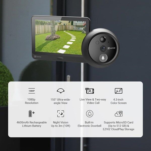 EZVIZ CS-HP4 (2WPFBS) Wi-Fi Akıllı Kapı Ev Görüntülü Kapı Diafonu