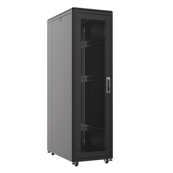 AGER 22u + 2li Fan 600x800mm Dikili Tip Siyah Kabinet Vega AG-VB22U6080S1 Cam Kapak