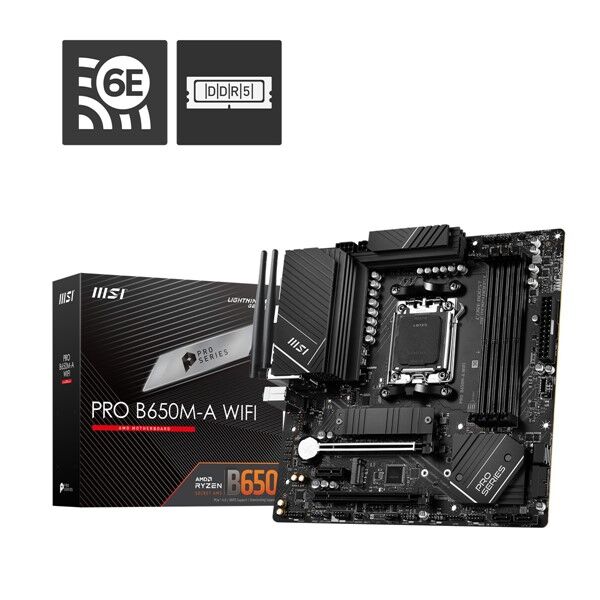 MSI PRO B650M-A WIFI-6E DDR5 HDMI-DP PCIE 4.0 AM5 mATX
