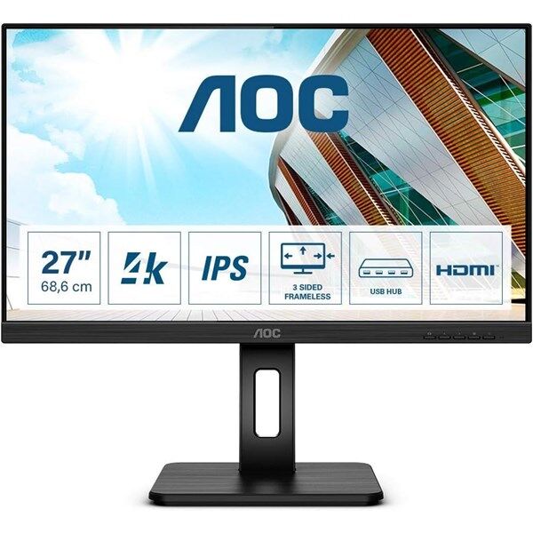 AOC 27'' IPS U27P2CA 4MS 60HZ HDMI-DP USB-C PIVOT KURUMSAL MONİTÖR 3840X2160