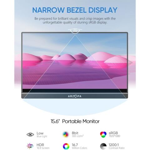 ARZOPA 15.6'' IPS A1 T 60Hz USB-C/mHDMI Dokunmatik Taşınabilir Monitör (1920 X 1080)