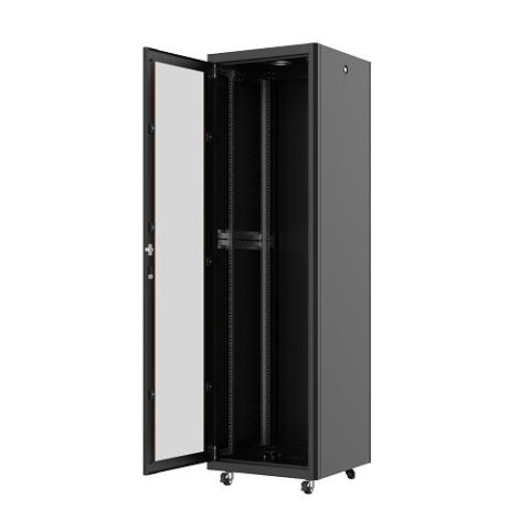 AGER 26U 600x600mm Dikili Tip Siyah Kabinet Vega AG-VB26U6060S1 Cam Kapak