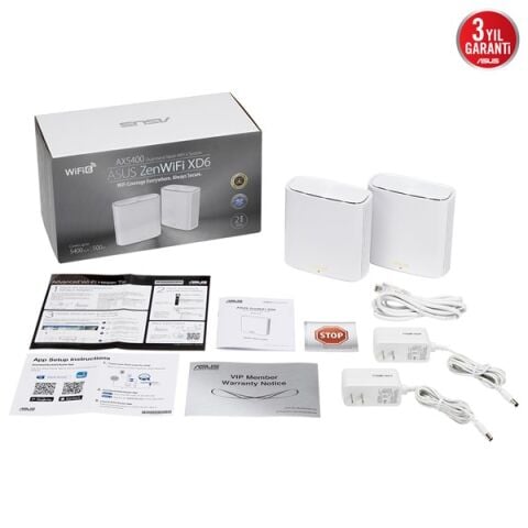 ASUS ZEN WIFI XD6S-W AX5400 WIFI-6 EV OFİS TİPİ ROUTER BEYAZ 2-li paket