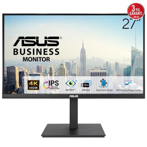ASUS 27'' IPS VA27UQSB 5MS 60HZ HDMI-DP USBC PIVOT KURUMSAL MONİRTÖR 3840X2160