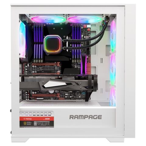 RAMPAGE 750W 80+ BRONZE VOYAGER 4-RGB FANLI GAMING MID-TOWER PC KASASI BEYAZ
