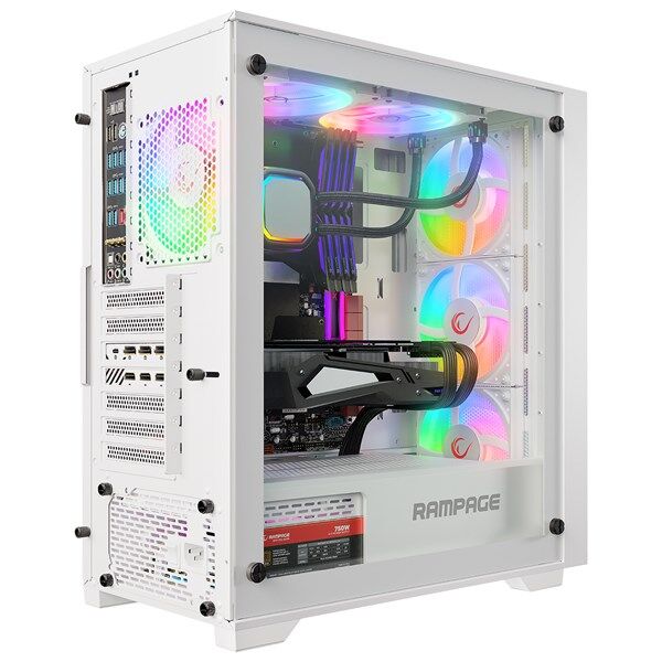RAMPAGE 750W 80+ BRONZE VOYAGER 4-RGB FANLI GAMING MID-TOWER PC KASASI BEYAZ