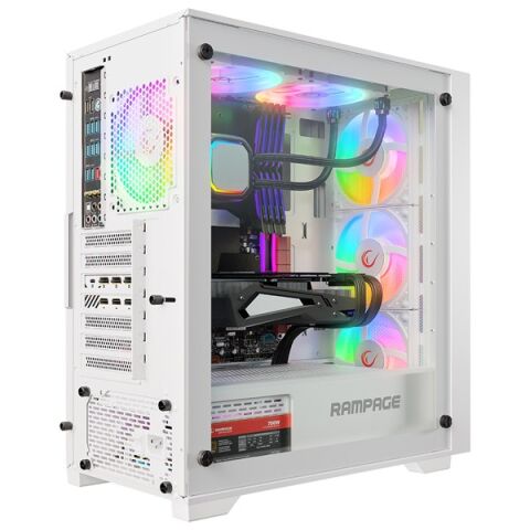 RAMPAGE 750W 80+ BRONZE VOYAGER 4-RGB FANLI GAMING MID-TOWER PC KASASI BEYAZ