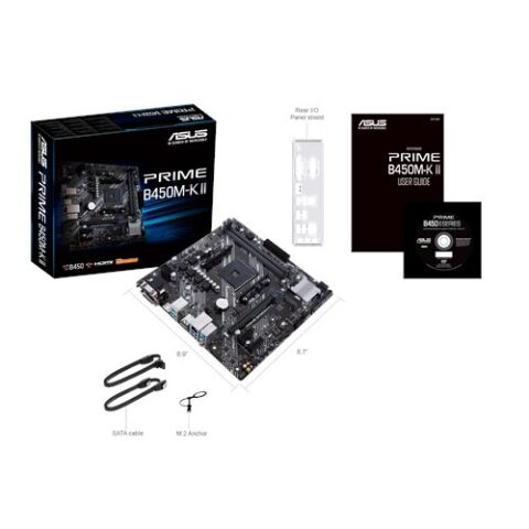 ASUS PRIME B450M-K II DDR4 M2 PCIe NVME DVI PCIe 16X v3.0 AM4 mATX