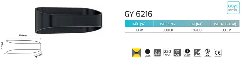 Goya Gy 6216 10 Watt Ledli Duvar Aplik