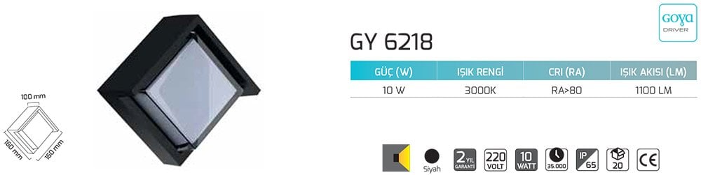 Goya Gy 6218 10 Watt Ledli Duvar Aplik