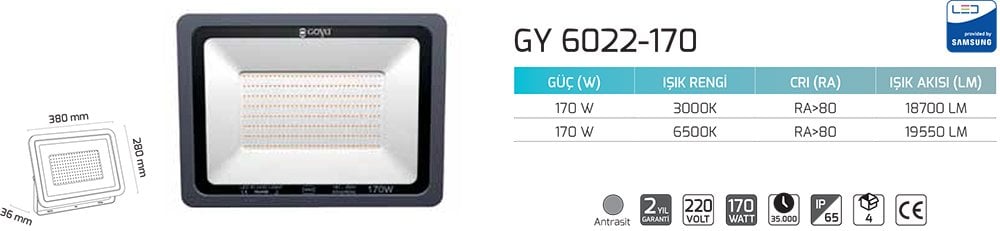 Goya Gy 6022-170 170 Watt Led Projektör