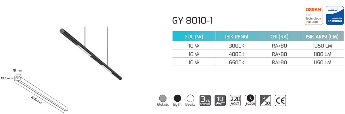 Goya Gy 8010-1 10 Watt Sarkıt Armatür