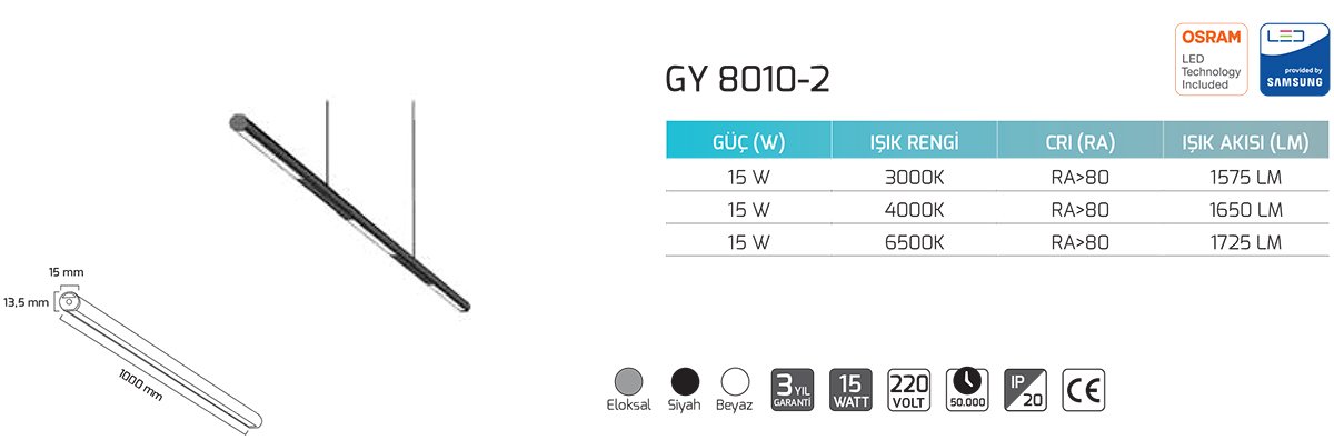 Goya Gy 8010-2 15 Watt Sarkıt Armatür