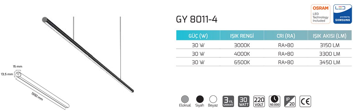 Goya Gy 8011-4 30 Watt Sarkıt Armatür