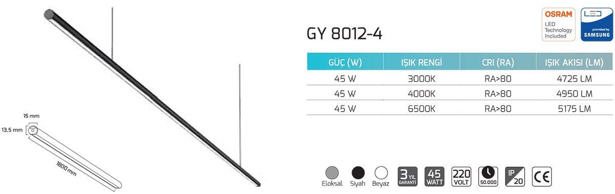 Goya Gy 8012-4 45 Watt Sarkıt Armatür