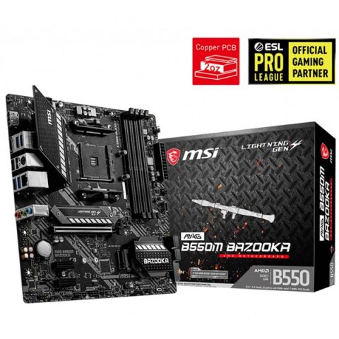 MSI MAG B550M BAZOOKA DDR4 M2 PCIe NVME HDMI DP PCIe 16X v4.0 AM4 mATX