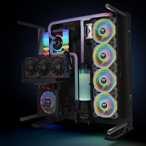 THERMALTAKE QUAD RIING ARGB 140mm Fan + Kontrolcülü Kasa Fanı Kiti 3-lü paket beyaz