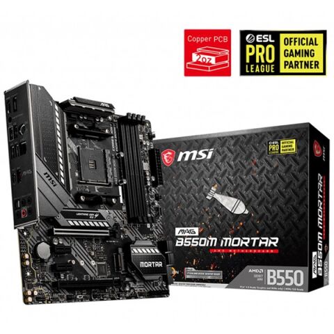 MSI MAG B550M MORTAR DDR4 M2 PCIe NVME HDMI DP PCIe 16X v4.0 AM4 mATX