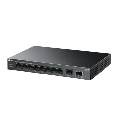 TP-LINK 10port LS1210GP GIGABIT 61W 8port PoE Yönetilemez Switch