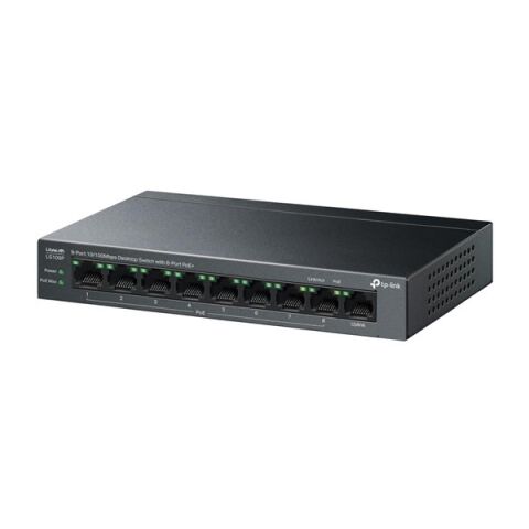 TP-LINK 8port LS109P 10/100 1-UPLINK 63W FULL POE YÖNETİLEMEZ SWITCH