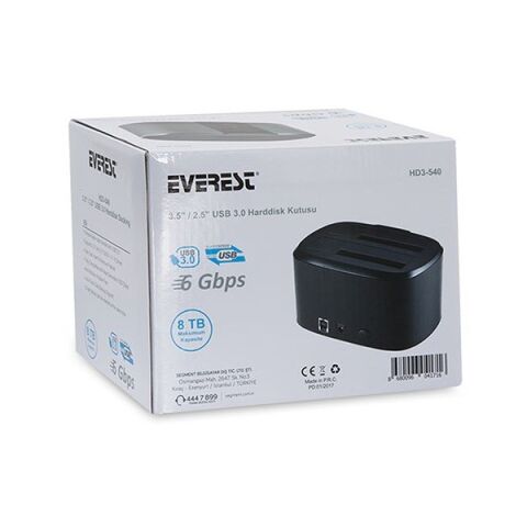 EVEREST 2.5,3.5'' USB 3.0 HD3-540 Sata Harddisk Dock Siyah