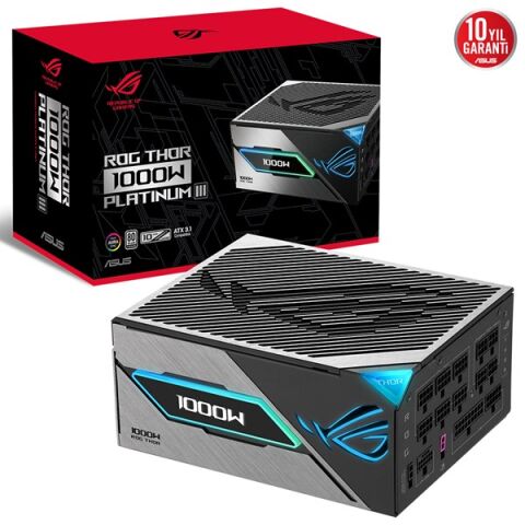 ASUS 1000W 80+ PLATINUM ROG THOR 1000P2-GAMING 13.5cm Fanlı Tam Modüler Power Supply Japon Kapasitör