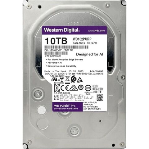 WD 10TB PURPLE PRO WD102PURP 512MB 7200RPM SATA-3 GÜVENLİK DİSKİ