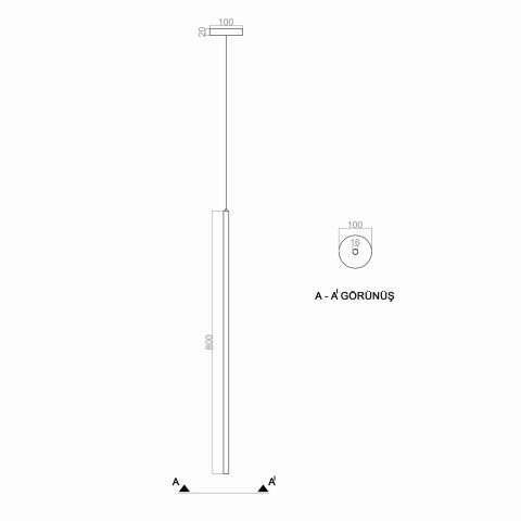Sarkıt Led Avize  Mini Rod PLA32021 Led Avize Siyah RAL9005 - 4000K - Ilık Beyaz