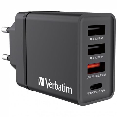 VERBATIM CHR-30EU1 30W 4 Bağlantı Noktalı USB Duvar Şarj Cihazı - Siyah