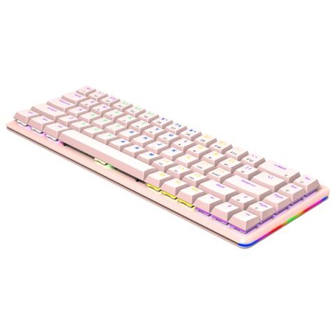 Rampage REBEL Pembe Low Profile RED SWITCH Mekanik Gaming Oyuncu Klavye US Layout Rainbow
