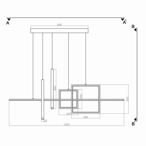 LED Avize Square Rod 120cm 60W Modern Sarkıt LED Avize | PLA32046