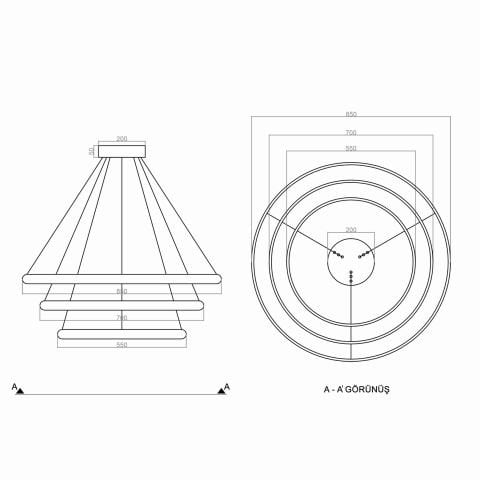 Sarkıt Led Avize Visgraat PLA30006 Led Avize