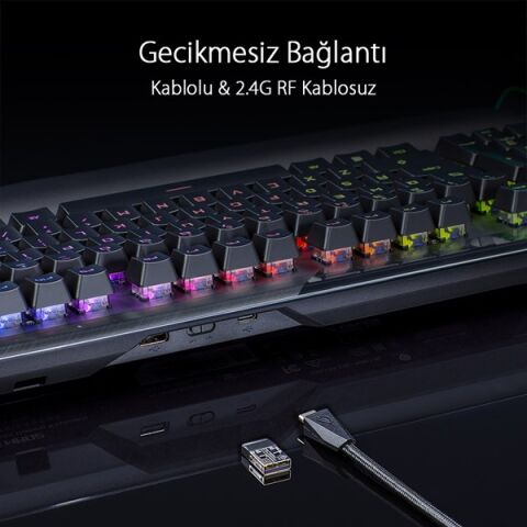 ASUS ROG CLAYMORE II KABLOSUZ RGB MEKANIK GAMING KLAVYE