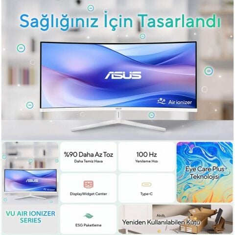 ASUS 34'' VU34WCIP-W IPS 1MS 100HZ HDMI-DP KAVISLI MONİTÖR 3440X1440
