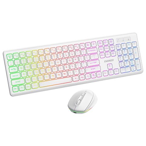 Everest KM-319BT Beyaz 2.4G+BT1+BT2 Çoklu Cihaz Bağlantılı Q Set Kablosuz Klavye + Mouse