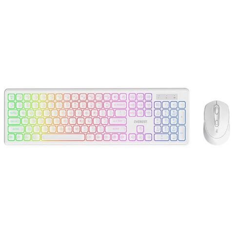 Everest KM-319BT Beyaz 2.4G+BT1+BT2 Çoklu Cihaz Bağlantılı Q Set Kablosuz Klavye + Mouse