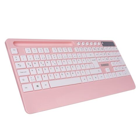 Everest KM-9676 Kablosuz Beyaz/Pempe Multimedya Tablet-Telefon Standlı Klavye + Mouse Set