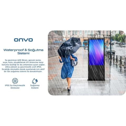 ONVO 55'' Dokunmatik 55OUT6000 Dış Mekan Sabit Andorid Videowall Cihazı Siyah