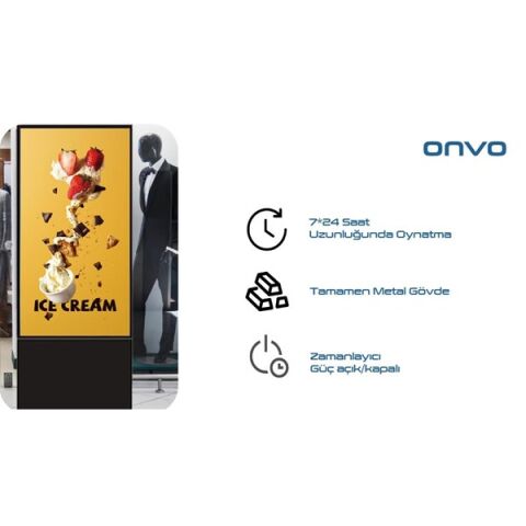 <![CDATA[ONVO 55'' Dokunmatik 55OVIN6001 Ofis,Otel,Restoran 2GB RAM- 32GB ROM- 4K Videowall Cihazı Siyah]]>