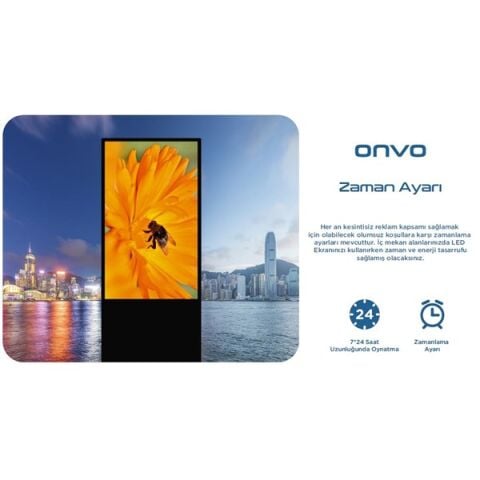 ONVO 55'' Dokunmatik 55OVIN6000 Ofis,Otel,Restoran Sabit 2GB RAM- 32GB ROM- Andorid Videowall Cihazı Siyah