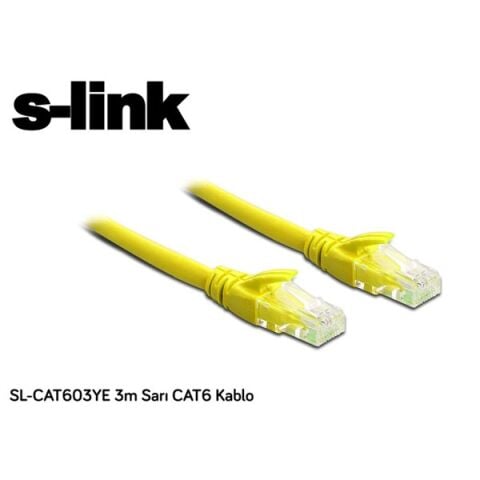 S-link SL-CAT603YE 3m Sarı CAT6 Patch Kablo