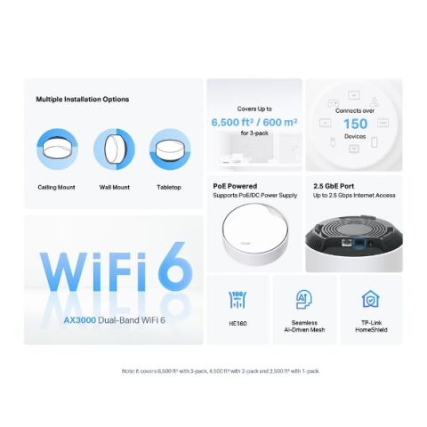<![CDATA[TP-LINK DECO X50-POE-3 AX3000 PoE'li Tüm Ev Mesh WiFi-6 Router 3-lü paket]]>