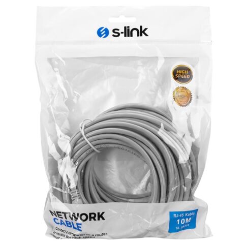 S-link SL-CAT10 RJ-45 10m Gri Cat5 Patch Kablo