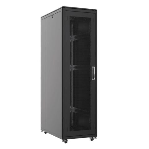 AGER 22u + 2li Fan 600x1000mm Dikili Tip Siyah Kabinet Vega AG-VB22U6010S1 Cam Kapak