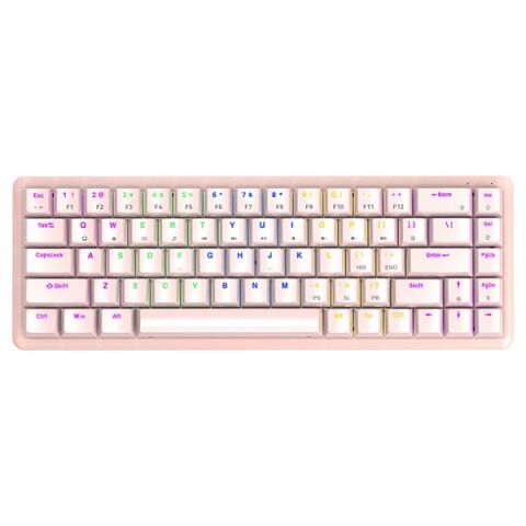 Rampage REBEL Pembe Low Profile BLUE SWITCH US Layout Rainbow Mekanik Gaming Oyuncu Klavye