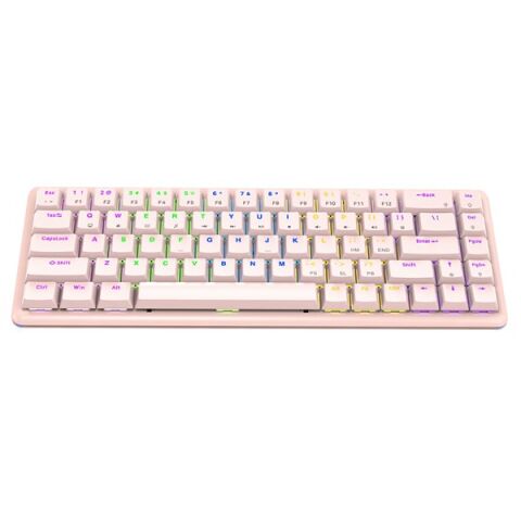 Rampage REBEL Pembe Low Profile BLUE SWITCH US Layout Rainbow Mekanik Gaming Oyuncu Klavye