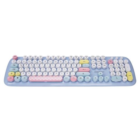 Everest KM-6284 WHISKER Renkli Tuşlu Mavi Kablosuz Q Klavye + Mouse Set