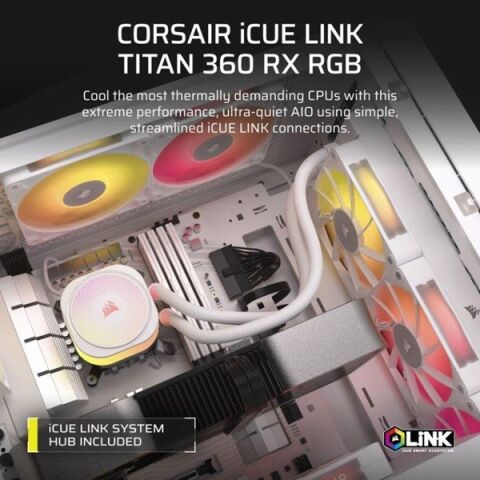 CORSAIR 360MM TITAN 360RX LCD CW-9061021-WW AM5-1851P  RGB SIVI SOĞUTMALI İŞLEMCİ FANI BEYAZ