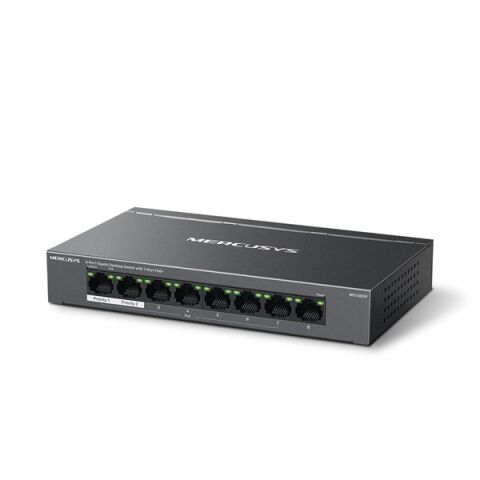 MERCUSYS 8-PORT MS108GP GIGABIT YÖNETİLEMEZ 65W 7-PORT POE SWITCH